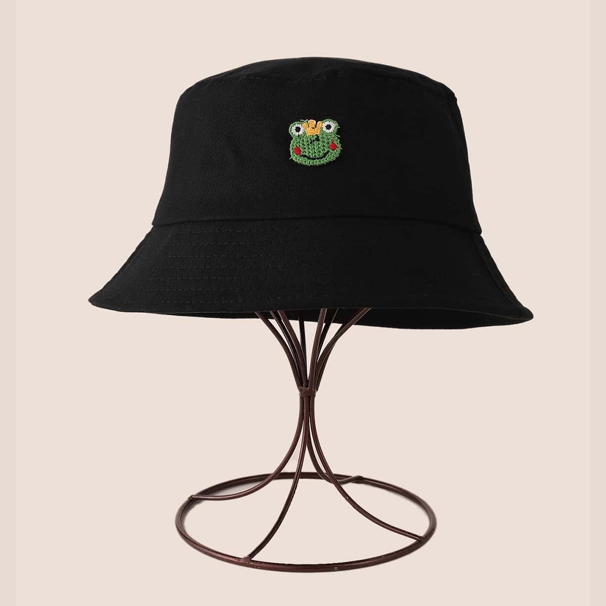 

Cartoon Frog Decor Bucket Hat, Black