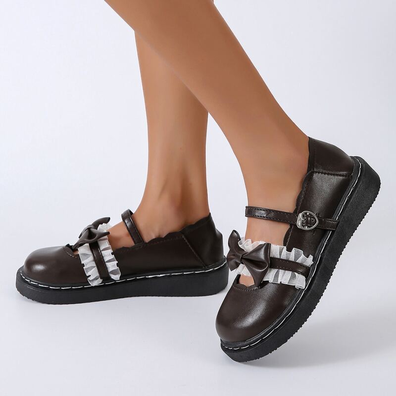 

Bow Decor Mary Jane Flats, Brown