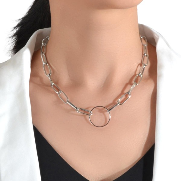 

Ring Decor Chain Necklace, Silver