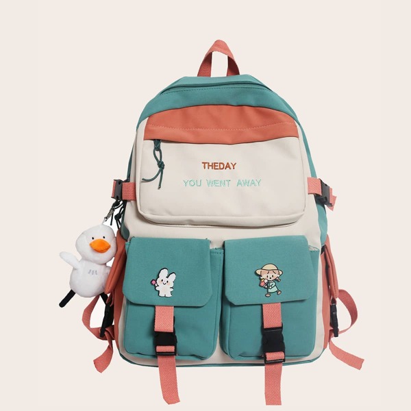

Girls Cartoon Decor Letter Graphic Backpack, Multicolor