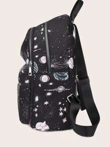 Niñas Mochila clásica con patrón de galaxia - Negro - Ver 6