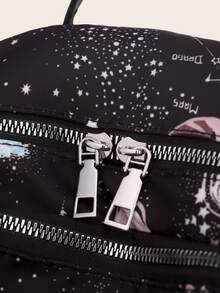 Niñas Mochila clásica con patrón de galaxia - Negro - Ver 8