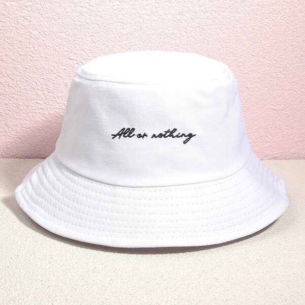 

Letter Embroidery Bucket Hat, White