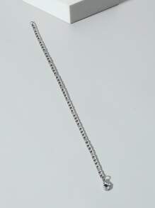 1pc Men's Stainless Steel Simple Bracelet - Silver - View 2