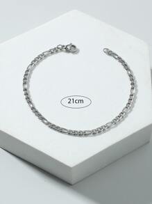 1pc Men's Stainless Steel Simple Bracelet - Silver - View 3