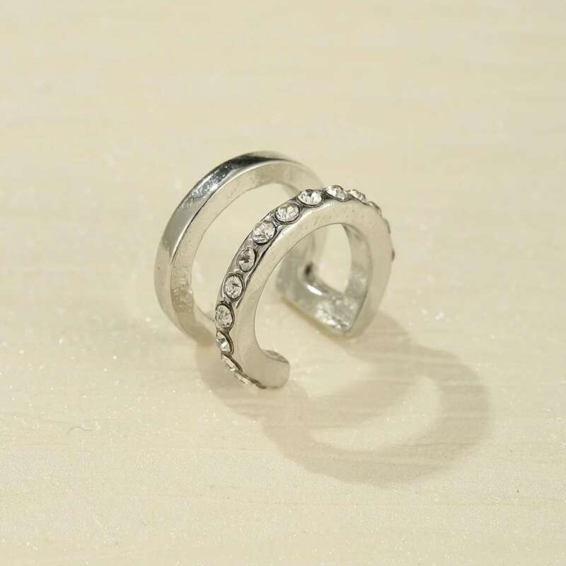 

1pc Rhinestone Ear Cuff, Silver
