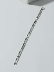 1 Vòng tay dây chuyền đơn giản bằng thép không gỉ dành cho nam - Bạc - Xem 2