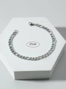 1 Vòng tay dây chuyền đơn giản bằng thép không gỉ dành cho nam - Bạc - Xem 3