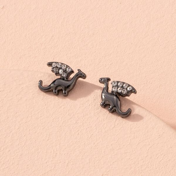 

Rhinestone Decor Stud Earrings, Gun black