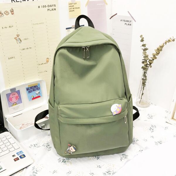 

Large Capacity Cartoon Decor Backpack, Green
