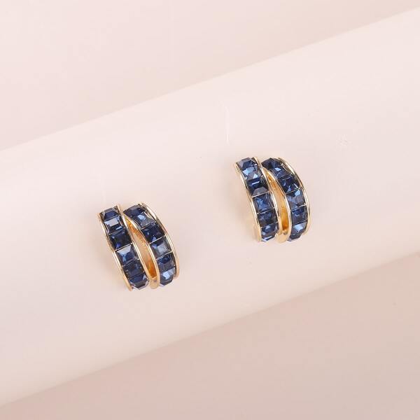 

Rhinestone Decor Earrings, Blue