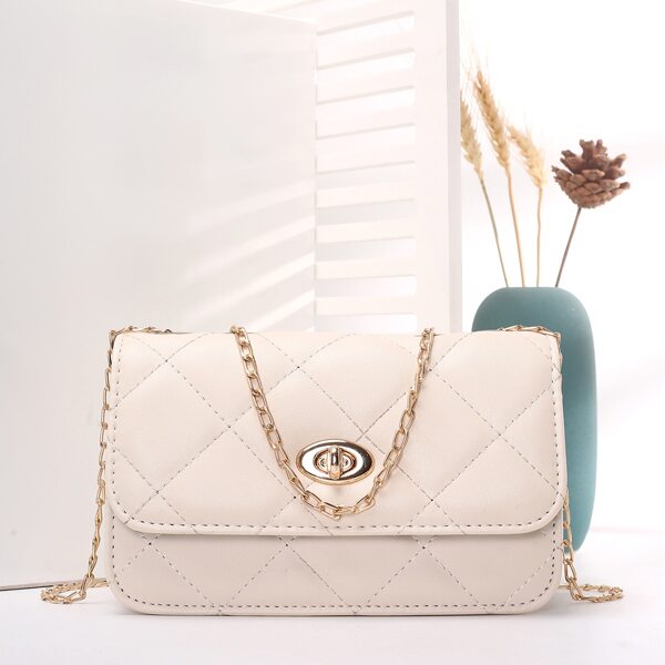 

Quilted Chain Shoulder Bag, Beige