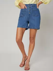 SHEIN 直筒牛仔短褲