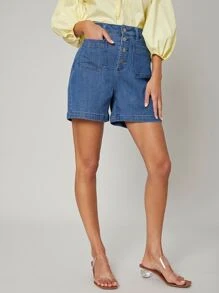 SHEIN 直筒牛仔短褲