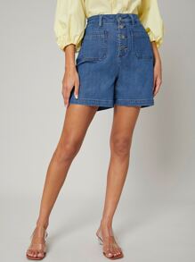 SHEIN 直筒牛仔短褲