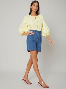 SHEIN 直筒牛仔短褲