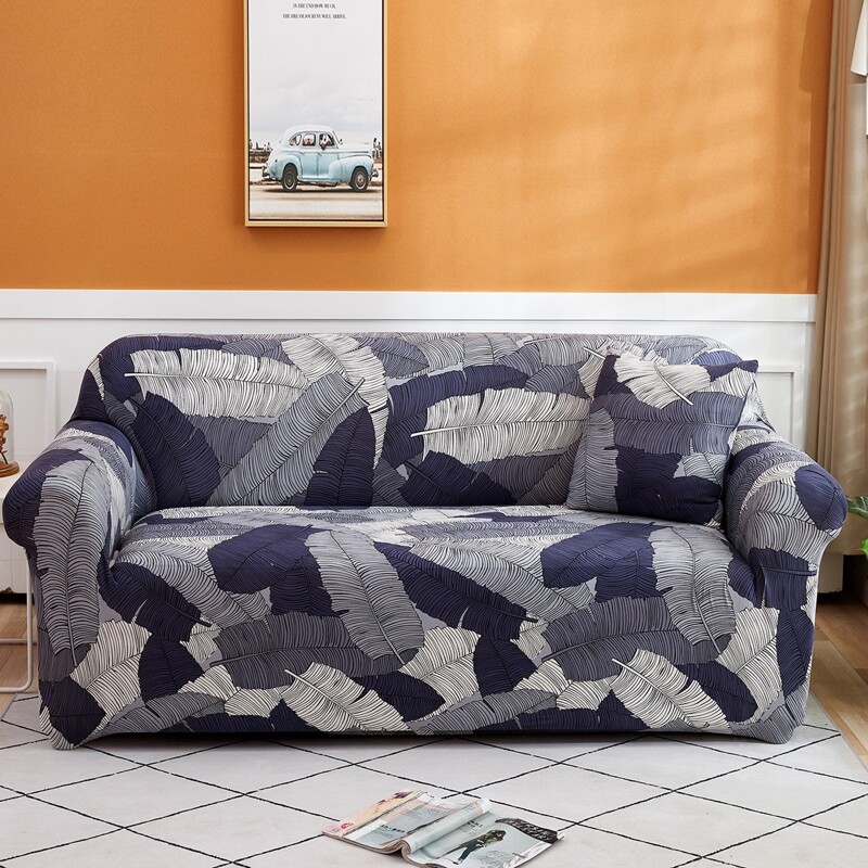 

Leaf Print Sofa Cover & 1pc Cushion Cover Without Filler, Multicolor