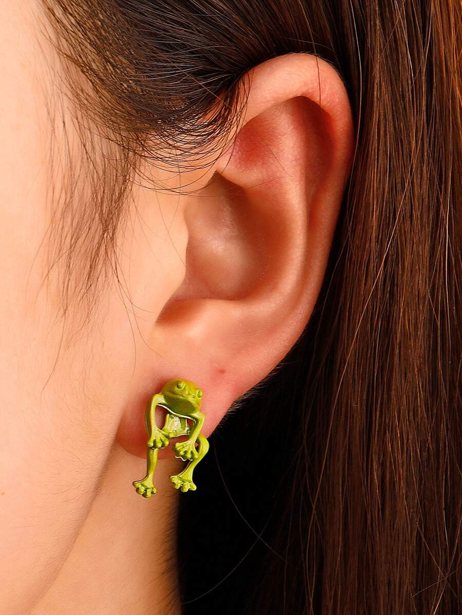 青蛙設計耳環 - 綠色 - 查看 1