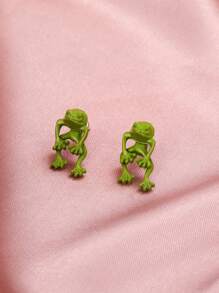 青蛙設計耳環 - 綠色 - 查看 2