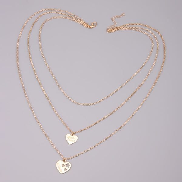 

Heart Pendant Layered Necklace, Gold