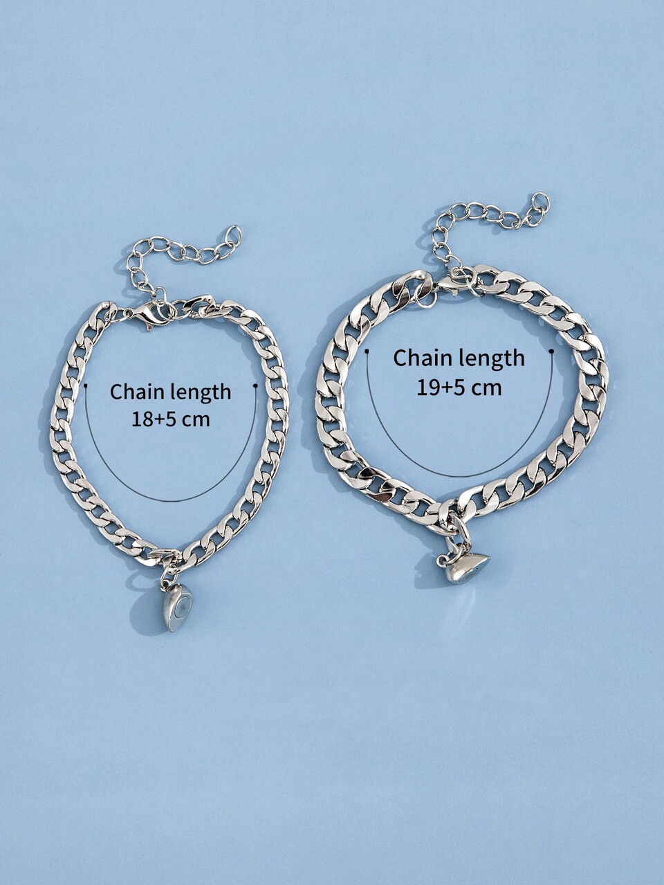 2pcs Couple Heart Charm Bracelet