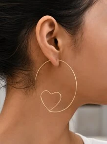 Heart Detail Earrings - Yellow Gold - View 1
