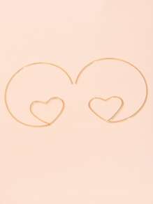Heart Detail Earrings - Yellow Gold - View 2