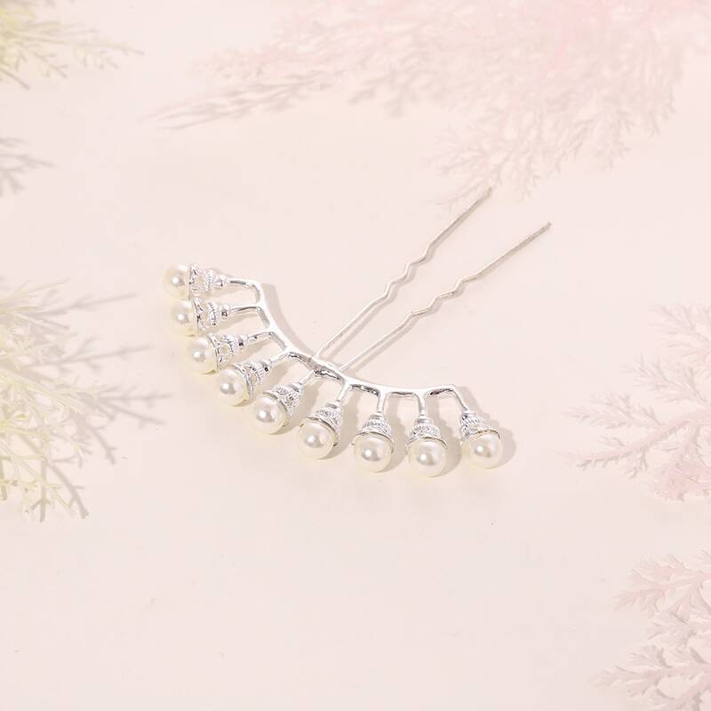 

Faux Pearl Hair Pin, Silver