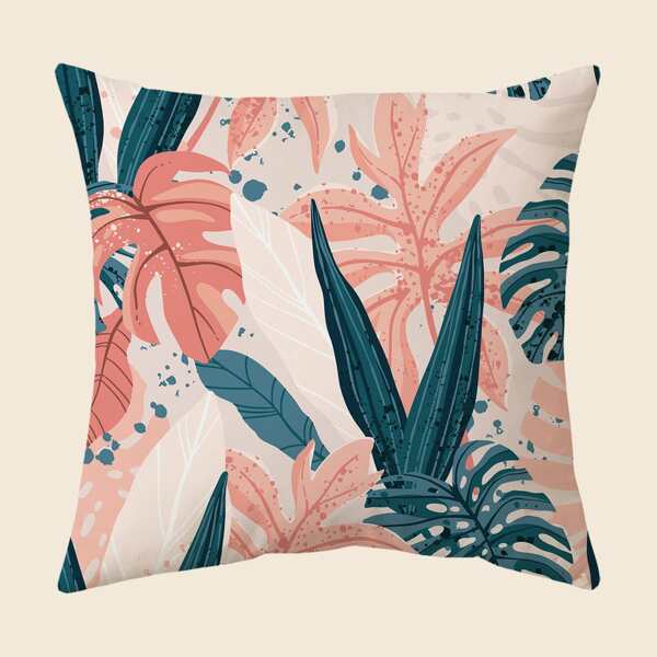 

Leaf Print Cushion Cover Without Filler, Multicolor