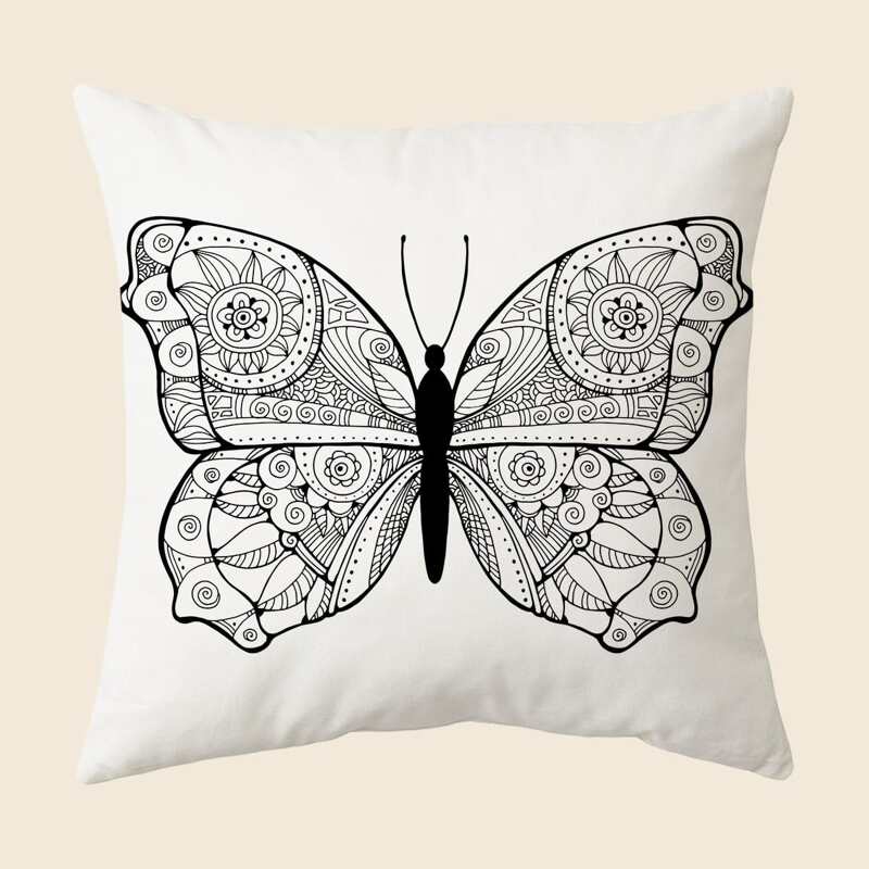 

Butterfly Print Cushion Cover Without Filler, Multicolor