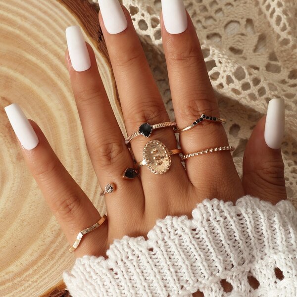 

6pcs Alloy Ring, Gold