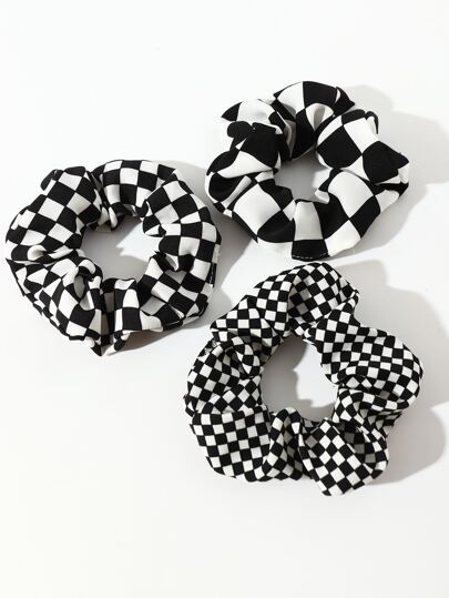 3pcs Women Elegant Plaid Hair Scrunchies Set, Suitable For Daily Wear In Spring And Summer Hair Ties Scrunchy Hair Ties Ponytail Head Accessories