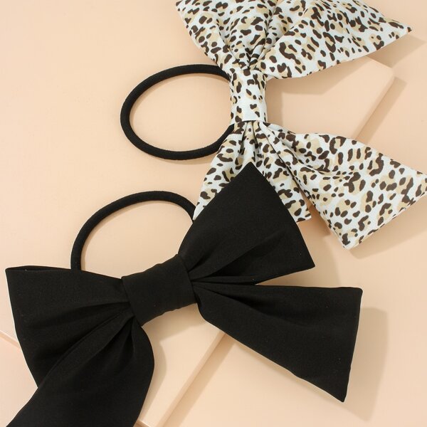 

2pcs Bow Decor Hair Tie, Multicolor