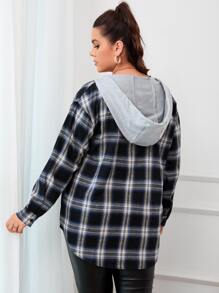 Flirla 大碼格紋抽繩連帽襯衫 - 彩色 - 查看 2
