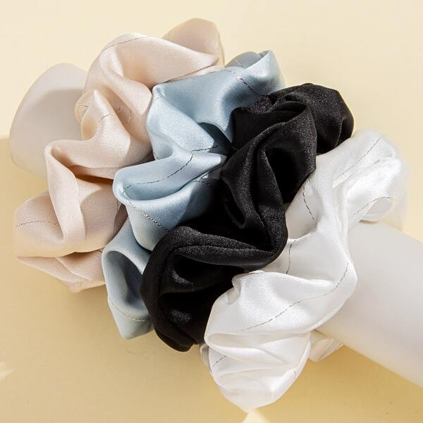 

4pcs Simple Scrunchie, Multicolor