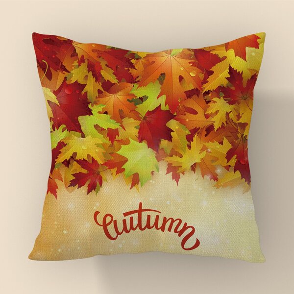 

Maple Leaf Print Cushion Cover Without Filler, Multicolor