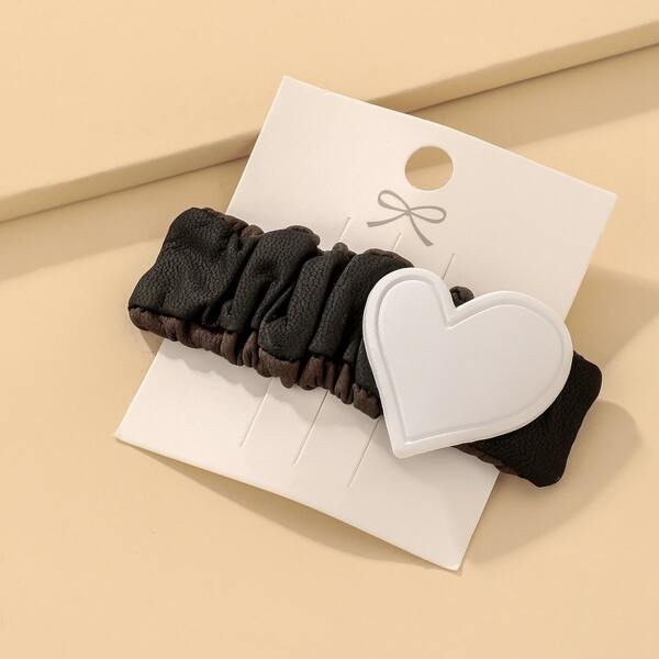 

Heart Decor Hair Clip, White