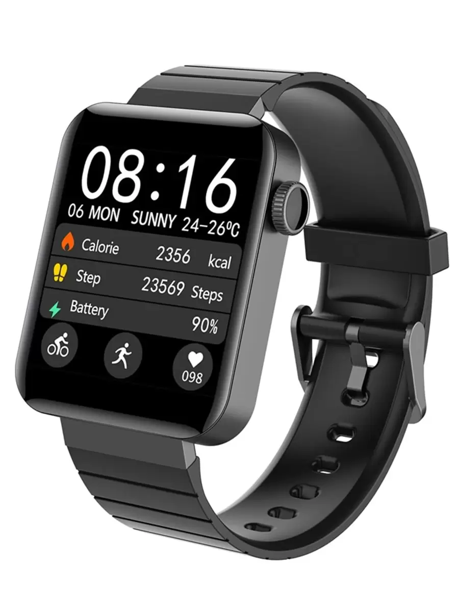 Pedometer Fitness Smart Watch - Black - View 1