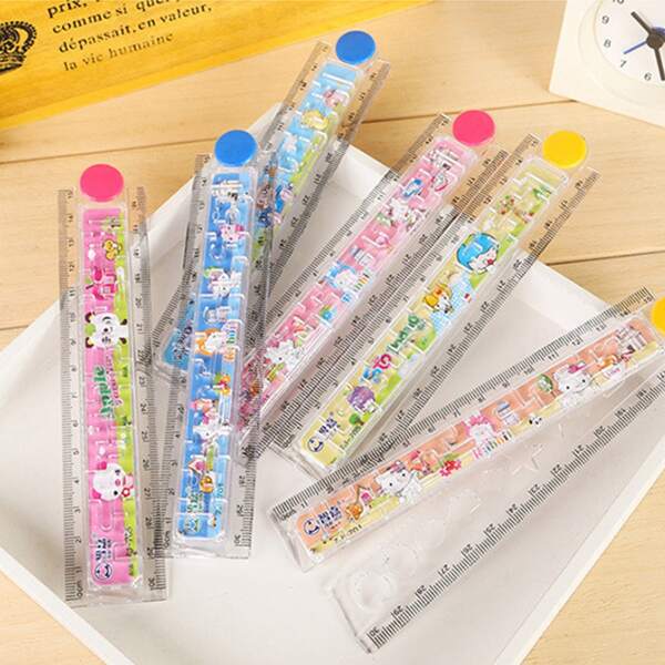 

1pc Cartoon Graphic Random Ruler, Multicolor