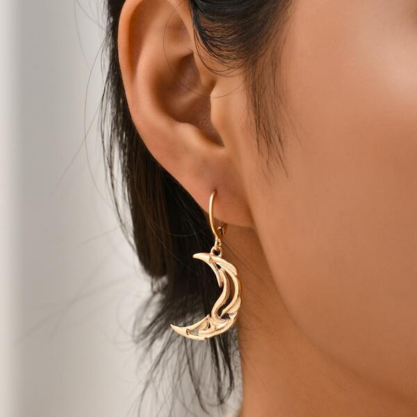 

Moon Design Drop Earrings, Gold