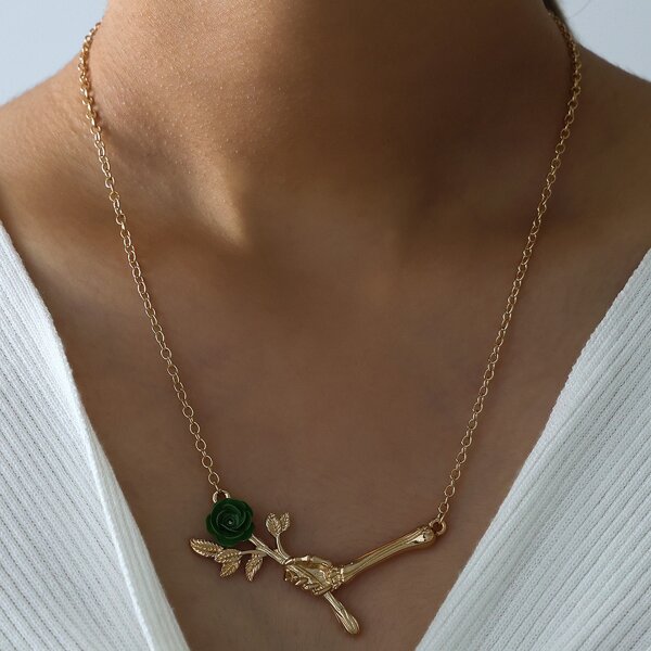 

Flower Charm Necklace, Gold
