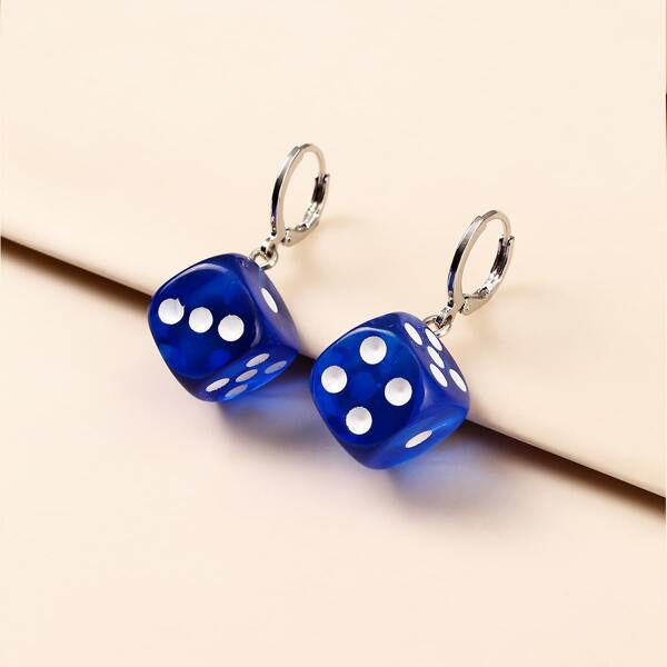 

Dice Drop Earrings, Blue