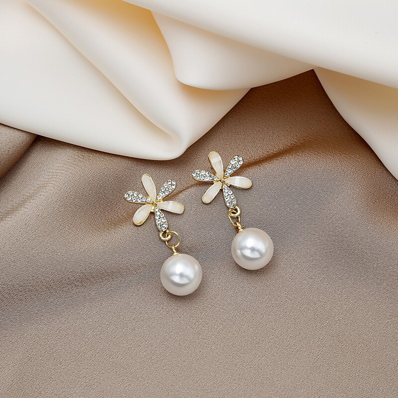

Faux Pearl Decor Earrings, Gold