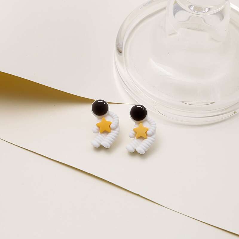 

Astronaut Stud Earrings, White