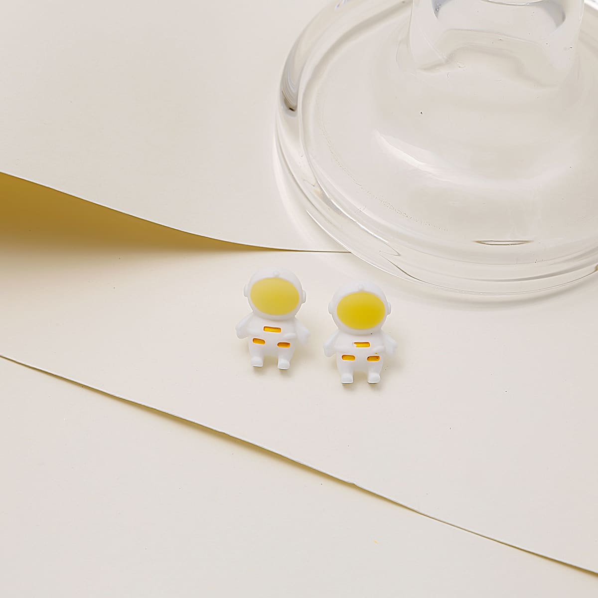 

Astronaut Stud Earrings, White