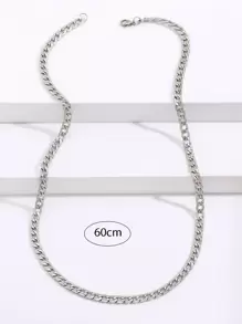 Fashionable and Popular Men Minimalist Chain Necklace Stainless Steel for Jewelry Gift and for a Stylish Look - Silver - View 3