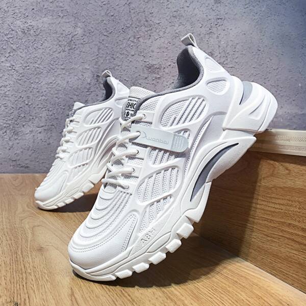 

Men Mesh Panel Chunky Shoes, White
