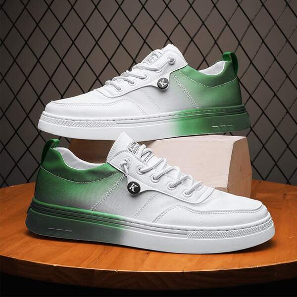 

Men Knit Detail Two Tone Sneakers, Green