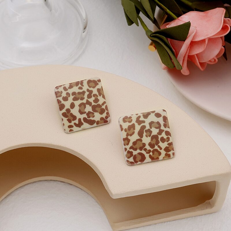 

Leopard Print Stud Earrings, Multicolor