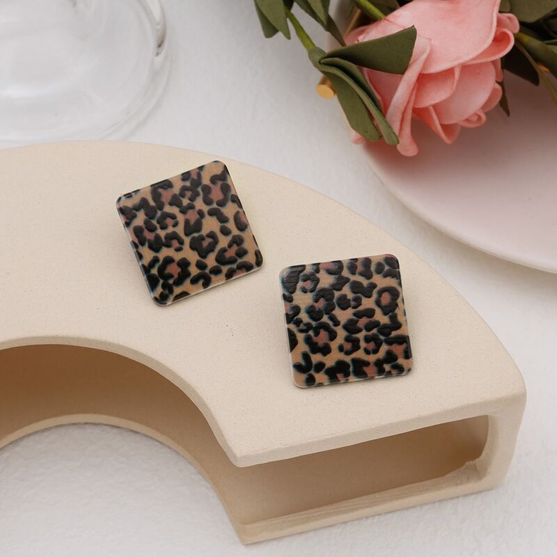 

Leopard Print Stud Earrings, Multicolor